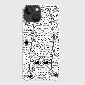 Чехол для iPhone 13 mini с принтом Совушки pattern в Белгороде,  |  | bird | owl | животные | ночные птицы | птицы | совы