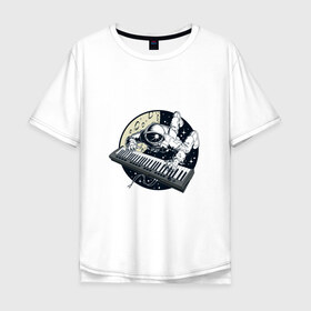 Мужская футболка хлопок Oversize с принтом Piano в Белгороде, 100% хлопок | свободный крой, круглый ворот, “спинка” длиннее передней части | клавишник | пианино | пианист | рояль. | фортепиано