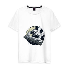 Мужская футболка хлопок с принтом Piano в Белгороде, 100% хлопок | прямой крой, круглый вырез горловины, длина до линии бедер, слегка спущенное плечо. | клавишник | пианино | пианист | рояль. | фортепиано