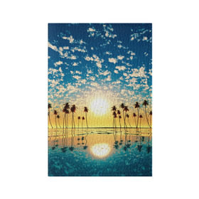 Обложка для паспорта матовая кожа с принтом Туристический Рай в Белгороде, натуральная матовая кожа | размер 19,3 х 13,7 см; прозрачные пластиковые крепления | блик | вода | волна | восход | закат | море | небо | облако | отблеск | отпуск | отражение | пальма | солнце | турист