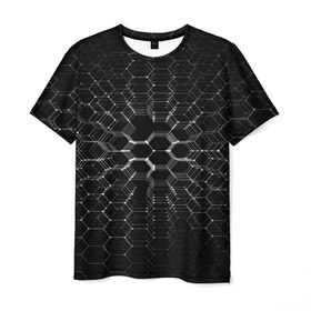 Мужская футболка 3D с принтом Карбоновые СОТЫ в Белгороде, 100% полиэфир | прямой крой, круглый вырез горловины, длина до линии бедер | Тематика изображения на принте: abstraction | internet | абстракция | молекула | текстура | технологии | узоры | форма | фрактал | цвет