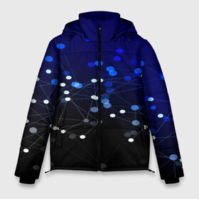 Мужская зимняя куртка 3D с принтом Молекулярный в Белгороде, верх — 100% полиэстер; подкладка — 100% полиэстер; утеплитель — 100% полиэстер | длина ниже бедра, свободный силуэт Оверсайз. Есть воротник-стойка, отстегивающийся капюшон и ветрозащитная планка. 

Боковые карманы с листочкой на кнопках и внутренний карман на молнии. | abstraction | internet | абстракция | молекула | текстура | технологии | узоры | форма | фрактал | цвет