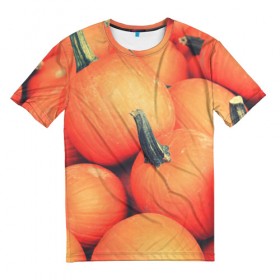Мужская футболка 3D с принтом Тыквы в Белгороде, 100% полиэфир | прямой крой, круглый вырез горловины, длина до линии бедер | Тематика изображения на принте: halloween | pumpkin | кот | тыква | хэллоуин