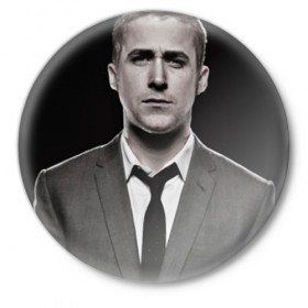 Значок с принтом Ryan Gosling в Белгороде,  металл | круглая форма, металлическая застежка в виде булавки | 