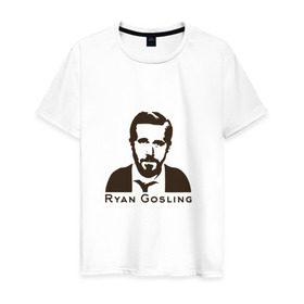 Мужская футболка хлопок с принтом Ryan Gosling в Белгороде, 100% хлопок | прямой крой, круглый вырез горловины, длина до линии бедер, слегка спущенное плечо. | Тематика изображения на принте: ryan gosling | райан гослинг