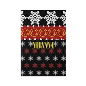 Обложка для паспорта матовая кожа с принтом Nirvana праздничный в Белгороде, натуральная матовая кожа | размер 19,3 х 13,7 см; прозрачные пластиковые крепления | cobain | kurt | nirvana | альтернативный | боритон | гранж | группа | дональд | знак | кобейн | красный | крист новоселич | курт | музыка | музыкант | надпись | нирвана | новогодний | новый год | певец | праздник