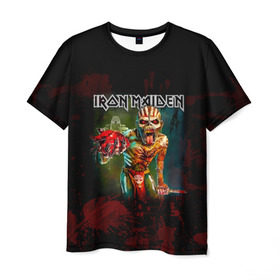Мужская футболка 3D с принтом Индеец Iron Maiden в Белгороде, 100% полиэфир | прямой крой, круглый вырез горловины, длина до линии бедер | iron maiden | адриан смит | айрон мейден | группа | дэйв мюррей | железная дева | ирон майден | кровь | метал | мрачный | музыка | песни | рок | сердце | стив харрис | тяжелый | хеви | хевиметал