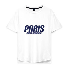 Мужская футболка хлопок Oversize с принтом Paris Saint Germain (PSG) в Белгороде, 100% хлопок | свободный крой, круглый ворот, “спинка” длиннее передней части | 