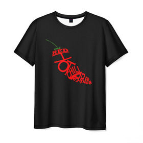 Мужская футболка 3D с принтом Red Hot Chili Peppers в Белгороде, 100% полиэфир | прямой крой, круглый вырез горловины, длина до линии бедер | музыка | овощ | острый | пеперс | перчик | ред | рок | хот | чили