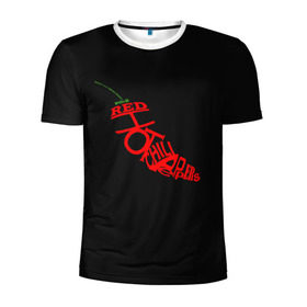 Мужская футболка 3D спортивная с принтом Red Hot Chili Peppers в Белгороде, 100% полиэстер с улучшенными характеристиками | приталенный силуэт, круглая горловина, широкие плечи, сужается к линии бедра | Тематика изображения на принте: музыка | овощ | острый | пеперс | перчик | ред | рок | хот | чили