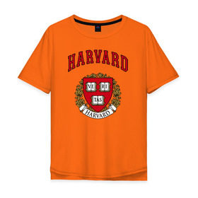 Мужская футболка хлопок Oversize с принтом Harvard university в Белгороде, 100% хлопок | свободный крой, круглый ворот, “спинка” длиннее передней части | вуз | гарвард | герб | лига плюща | массачусетс | престижный | сша | университет