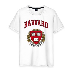Мужская футболка хлопок с принтом Harvard university в Белгороде, 100% хлопок | прямой крой, круглый вырез горловины, длина до линии бедер, слегка спущенное плечо. | вуз | гарвард | герб | лига плюща | массачусетс | престижный | сша | университет