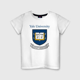 Детская футболка хлопок с принтом Йель в Белгороде, 100% хлопок | круглый вырез горловины, полуприлегающий силуэт, длина до линии бедер | yalr university | йельский университет | лига плюща | престижный вуз | сша