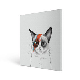 Холст квадратный с принтом Grumpy cat (David Bowie) в Белгороде, 100% ПВХ |  | Тематика изображения на принте: бодиарт | грумпи | дэвид боуи | злой кот | интернет | котей | котик | кошка | мем | мемас | мемчик. | молния на лице | рисунок на лице | сердитый