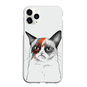 Чехол для iPhone 11 Pro матовый с принтом Grumpy cat (David Bowie) в Белгороде, Силикон |  | бодиарт | грумпи | дэвид боуи | злой кот | интернет | котей | котик | кошка | мем | мемас | мемчик. | молния на лице | рисунок на лице | сердитый