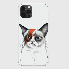 Чехол для iPhone 12 Pro Max с принтом Grumpy cat (David Bowie) в Белгороде, Силикон |  | Тематика изображения на принте: бодиарт | грумпи | дэвид боуи | злой кот | интернет | котей | котик | кошка | мем | мемас | мемчик. | молния на лице | рисунок на лице | сердитый