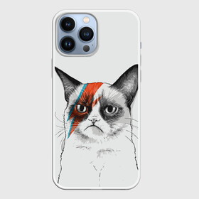 Чехол для iPhone 13 Pro Max с принтом Grumpy cat (David Bowie) в Белгороде,  |  | бодиарт | грумпи | дэвид боуи | злой кот | интернет | котей | котик | кошка | мем | мемас | мемчик. | молния на лице | рисунок на лице | сердитый