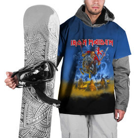 Накидка на куртку 3D с принтом Iron Maiden в Белгороде, 100% полиэстер |  | iron maiden | адриан смит | айрон мейден | гроза | группа | дэйв мюррей | железная дева | ирон майден | метал | мрачный | музыка | песни | рок | стив харрис | тяжелый | флаг | хеви | хевиметал