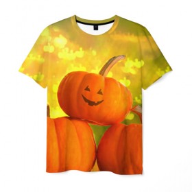 Мужская футболка 3D с принтом Pumpkin в Белгороде, 100% полиэфир | прямой крой, круглый вырез горловины, длина до линии бедер | 