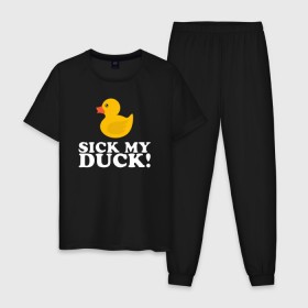 Мужская пижама хлопок с принтом Sick my duck! в Белгороде, 100% хлопок | брюки и футболка прямого кроя, без карманов, на брюках мягкая резинка на поясе и по низу штанин
 | больная уточка