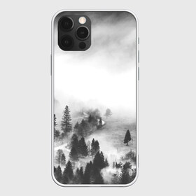 Чехол для iPhone 12 Pro Max с принтом Лес и туман в Белгороде, Силикон |  | Тематика изображения на принте: black and white | лес | лес и туман | туман | чернобелый  фон | чернобелый лес