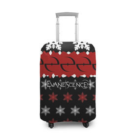 Чехол для чемодана 3D с принтом Праздничный Evanescence в Белгороде, 86% полиэфир, 14% спандекс | двустороннее нанесение принта, прорези для ручек и колес | evanescence | альтернативный | готик | группа | джен маджура | знак | исчезновение | красный | метал | надпись | новогодний | новый год | ню | праздник | рождество | рок | снежинки | тим маккорд