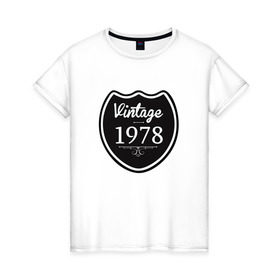 Женская футболка хлопок с принтом Vintage 1978 в Белгороде, 100% хлопок | прямой крой, круглый вырез горловины, длина до линии бедер, слегка спущенное плечо | 