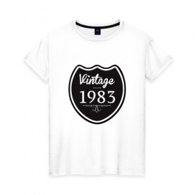 Женская футболка хлопок с принтом Vintage 1983 в Белгороде, 100% хлопок | прямой крой, круглый вырез горловины, длина до линии бедер, слегка спущенное плечо | 