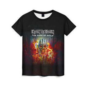 Женская футболка 3D с принтом Iron Maiden в Белгороде, 100% полиэфир ( синтетическое хлопкоподобное полотно) | прямой крой, круглый вырез горловины, длина до линии бедер | iron maiden | адриан смит | айрон мейден | группа | дэйв мюррей | железная дева | индеец | ирон майден | метал | мрачный | музыка | огонь | песни | рок | стив харрис | тяжелый | хеви | хевиметал