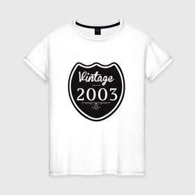 Женская футболка хлопок с принтом Vintage 2003 в Белгороде, 100% хлопок | прямой крой, круглый вырез горловины, длина до линии бедер, слегка спущенное плечо | 