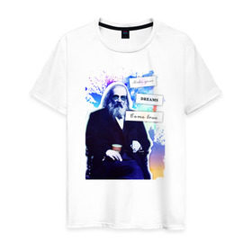 Мужская футболка хлопок с принтом Менделеев (Химия – Просто) в Белгороде, 100% хлопок | прямой крой, круглый вырез горловины, длина до линии бедер, слегка спущенное плечо. | блоггер | менделеев | наука | химия | химия   просто