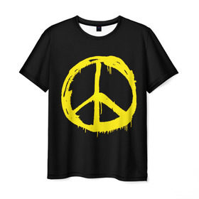 Мужская футболка 3D с принтом Peace в Белгороде, 100% полиэфир | прямой крой, круглый вырез горловины, длина до линии бедер | Тематика изображения на принте: peace | vppdgryphon | арт | краска | мирный | миролюбивый | пацифик | прикольные | хиппи | цветные