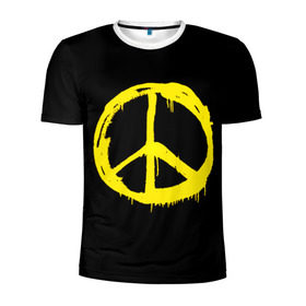 Мужская футболка 3D спортивная с принтом Peace в Белгороде, 100% полиэстер с улучшенными характеристиками | приталенный силуэт, круглая горловина, широкие плечи, сужается к линии бедра | Тематика изображения на принте: peace | vppdgryphon | арт | краска | мирный | миролюбивый | пацифик | прикольные | хиппи | цветные