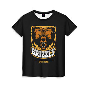 Женская футболка 3D с принтом GTIZZLY(sport team) в Белгороде, 100% полиэфир ( синтетическое хлопкоподобное полотно) | прямой крой, круглый вырез горловины, длина до линии бедер | Тематика изображения на принте: bear | grizzly | гризли | медведь | ярость