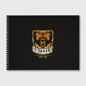 Альбом для рисования с принтом GTIZZLY(sport team) в Белгороде, 100% бумага
 | матовая бумага, плотность 200 мг. | bear | grizzly | гризли | медведь | ярость