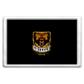 Магнит 45*70 с принтом GTIZZLY(sport team) в Белгороде, Пластик | Размер: 78*52 мм; Размер печати: 70*45 | Тематика изображения на принте: bear | grizzly | гризли | медведь | ярость