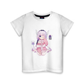 Детская футболка хлопок с принтом Канна Камуи в Белгороде, 100% хлопок | круглый вырез горловины, полуприлегающий силуэт, длина до линии бедер | anime | kobayashi san chi no maid dragon | аниме | канна камуи