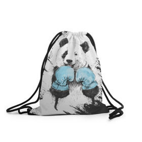 Рюкзак-мешок 3D с принтом Панда боксер в Белгороде, 100% полиэстер | плотность ткани — 200 г/м2, размер — 35 х 45 см; лямки — толстые шнурки, застежка на шнуровке, без карманов и подкладки | бокс | боксер | панда | панда боксер | спорт