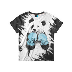 Детская футболка 3D с принтом Панда боксер в Белгороде, 100% гипоаллергенный полиэфир | прямой крой, круглый вырез горловины, длина до линии бедер, чуть спущенное плечо, ткань немного тянется | Тематика изображения на принте: бокс | боксер | панда | панда боксер | спорт