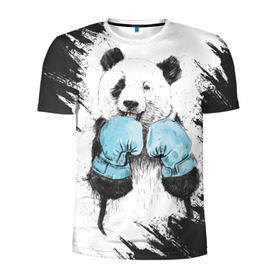 Мужская футболка 3D спортивная с принтом Панда боксер в Белгороде, 100% полиэстер с улучшенными характеристиками | приталенный силуэт, круглая горловина, широкие плечи, сужается к линии бедра | Тематика изображения на принте: бокс | боксер | панда | панда боксер | спорт