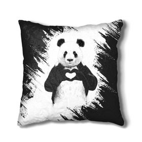 Подушка 3D с принтом Panda love в Белгороде, наволочка – 100% полиэстер, наполнитель – холлофайбер (легкий наполнитель, не вызывает аллергию). | состоит из подушки и наволочки. Наволочка на молнии, легко снимается для стирки | 14 февраля | love | panda | panda love | день святого валентина | любовь | панда