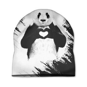 Шапка 3D с принтом Panda love в Белгороде, 100% полиэстер | универсальный размер, печать по всей поверхности изделия | 14 февраля | love | panda | panda love | день святого валентина | любовь | панда