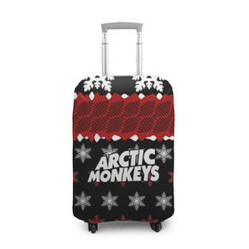 Чехол для чемодана 3D с принтом Праздничный Arctic Monkeys в Белгороде, 86% полиэфир, 14% спандекс | двустороннее нанесение принта, прорези для ручек и колес | алекс тёрнер | арктик | арктические мартышки | гаражный | группа | джейми кук | знак | инди рок | красный | м | манкис | музыка | надпись | ник о мэлли | новогодний | новый год | обезьяна