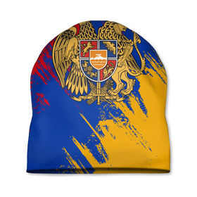 Шапка 3D с принтом Герб и флаг Армении в Белгороде, 100% полиэстер | универсальный размер, печать по всей поверхности изделия | армения | герб армении | герб и флаг армении | флаг армении