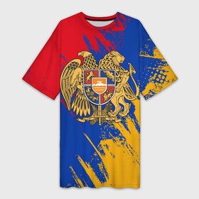 Платье-футболка 3D с принтом Герб и флаг Армении в Белгороде,  |  | армения | герб армении | герб и флаг армении | флаг армении