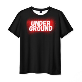 Мужская футболка 3D с принтом Underground в Белгороде, 100% полиэфир | прямой крой, круглый вырез горловины, длина до линии бедер | calligraphy | fonts | hiphop | logo | paint | rap | style | trap | under | underground | андерграунд | каллиграфия | рэп | стиль | трэп | хипхоп | шрифт