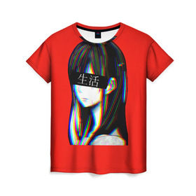 Женская футболка 3D с принтом Japanese Aesthetic в Белгороде, 100% полиэфир ( синтетическое хлопкоподобное полотно) | прямой крой, круглый вырез горловины, длина до линии бедер | sad japanese aesthetic