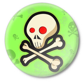 Значок с принтом Toxic skull в Белгороде,  металл | круглая форма, металлическая застежка в виде булавки | skull | toxic skull | кости | череп