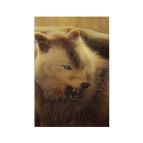 Обложка для паспорта матовая кожа с принтом Волчий оскал. в Белгороде, натуральная матовая кожа | размер 19,3 х 13,7 см; прозрачные пластиковые крепления | вожак | волк | животные | звери | оскал | хищник