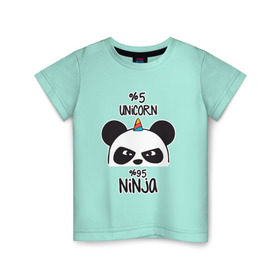 Детская футболка хлопок с принтом Unicorn ninja в Белгороде, 100% хлопок | круглый вырез горловины, полуприлегающий силуэт, длина до линии бедер | panda dab | unicorn ninja